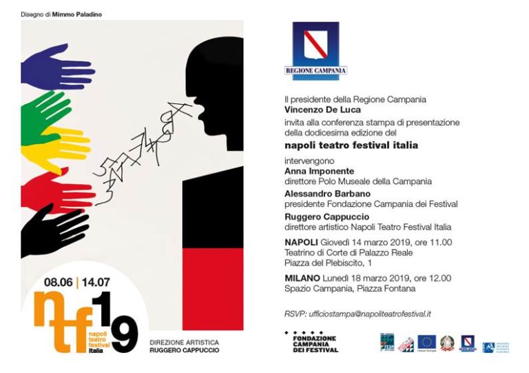 Napoli Teatro Festival 2019, giovedì 14 marzo la presentazione a Palazzo Reale