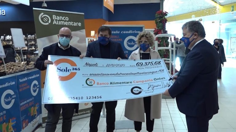 “Natale Condiviso”, Sole365 sfiora i 70 mila euro in prodotti al Banco Alimentare Campania