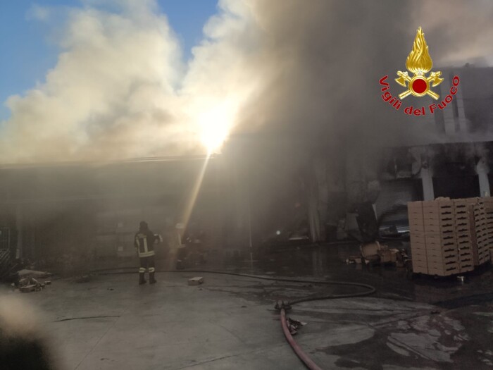 Incendio in un’azienda di carni nel Casertano, fiamme su un’area di 2000 mq