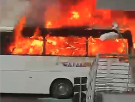 Paganese - Casertana bus incendiato