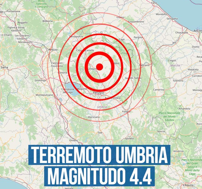 Terremoto Perugia, magnitudo 4.4 epicentro Umbertide