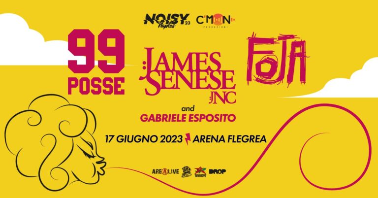 locandina concerto 99 POSSE - JAMES SENESE - FOJA - GABRIELE ESPOSITO