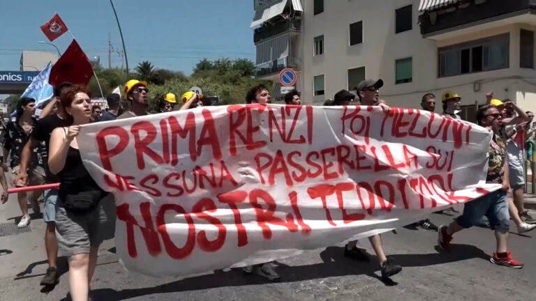 Meloni a Bagnoli, corteo di protesta: “Nessuna passarella sui nostri territori”