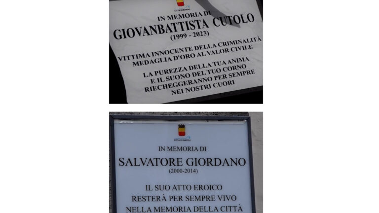 Commemorazioni per vittime di Napoli, targhe per Giogiò Cutolo e Salvatore Giordano
