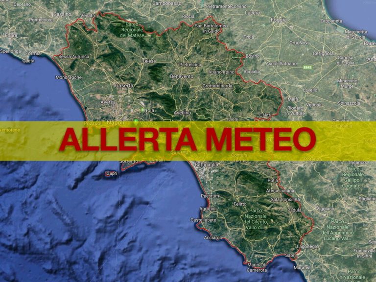 La Protezione Civile della Campania dirama l'allerta meteo gialla su tutto il territorio regionale dalle 22 di stasera fino alle 14 di domani