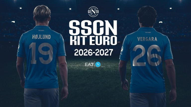 FOTO – Napoli-Arsenal, azzurri in campo con il Kit Euro 2026/27: disponibile già da stasera sullo store online