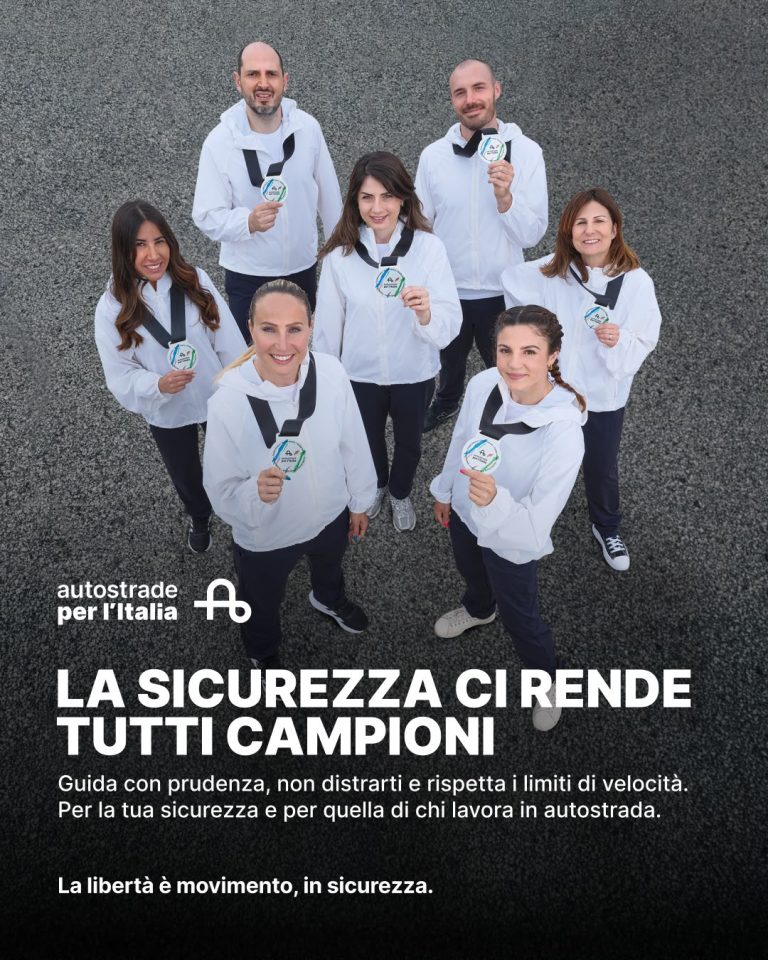 Autostrade per L'Italia: “La Sicurezza ci rende tutti Campioni”, i dipendenti diventano i volti e i protagonisti delle storie della campagna accanto alle campionesse Ambra Sabatini e Francesca Lollobrigida